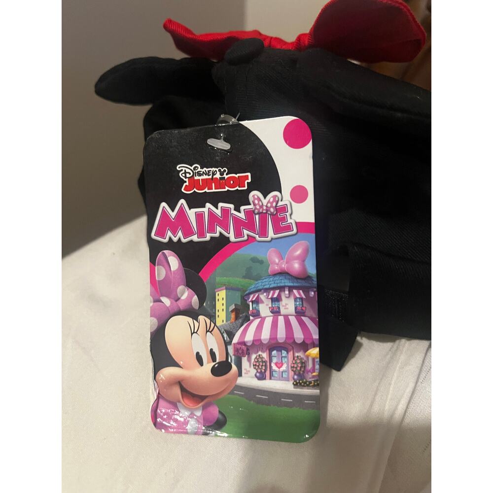 NWT DISNEY EMBROIDERED MINNIE MOUSE RED BLACK BOW EARS ADJUSTABLE KIDS HAT - Picture 4 of 6